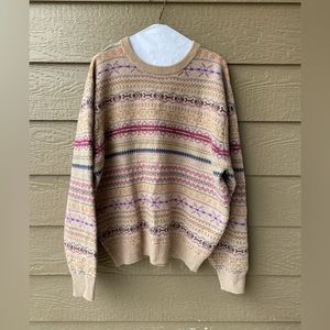 JOS. A. BANK Lambswool Fair Isle Nordic Men's Pullover Sweater Size Large fall